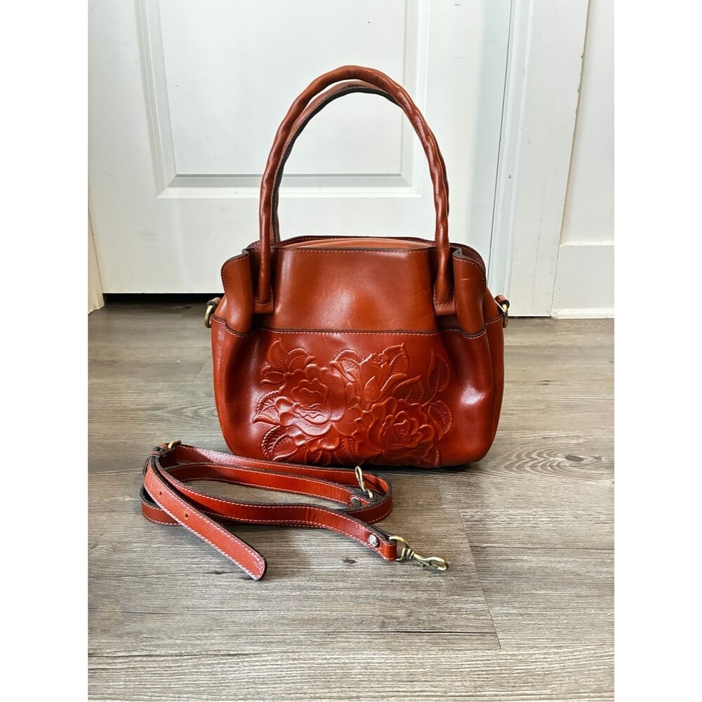 Patricia Nash Ashford Rose Tooled Satchel crossbody Bag